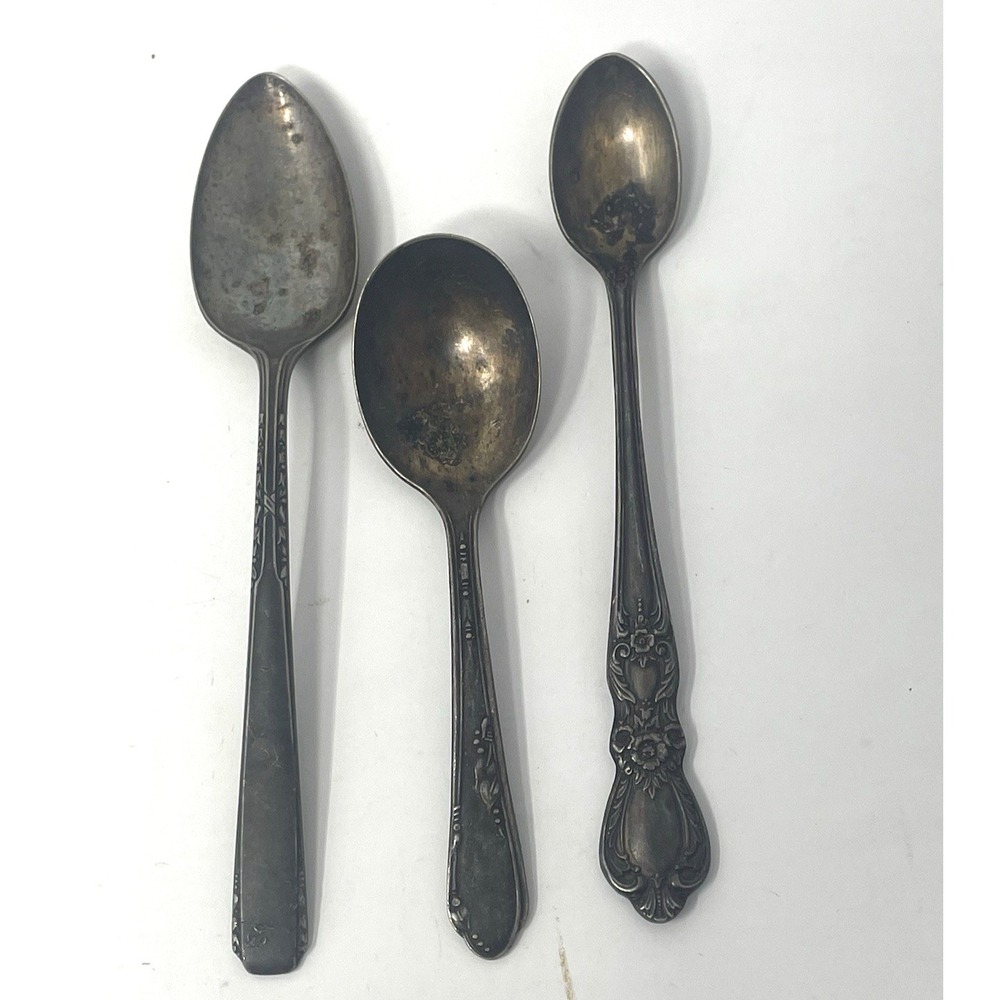 Vintage Silverplate Spoons Lot of 3 Rogers Bros Oneida 1847 1881‎ Floral Ornate